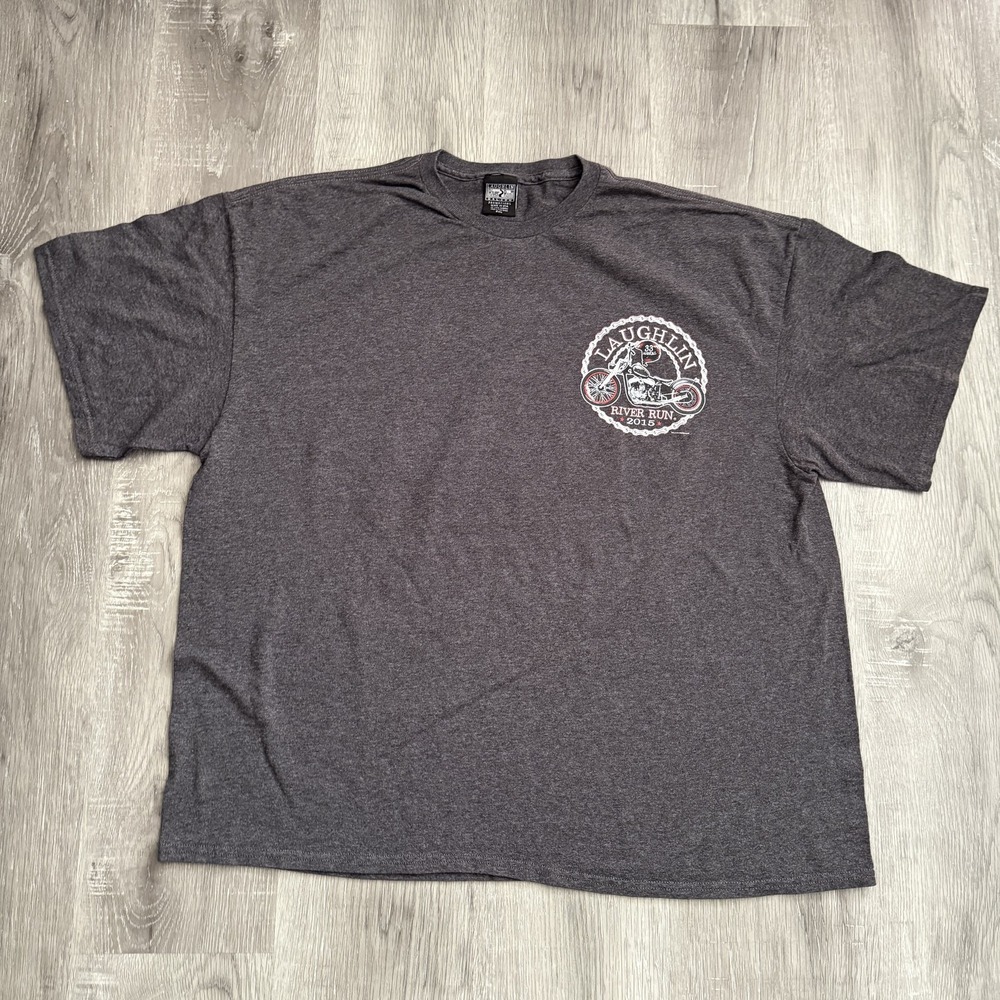 Laughlin River Run Shirt Mens 2XL Gray 2015 33rd Annual Motorcycle Biker Tee